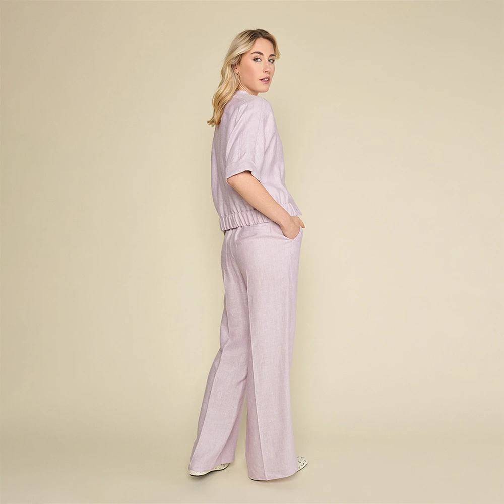 Marie Méro Lila Straight Broek met Elastische Taille Purple Dames