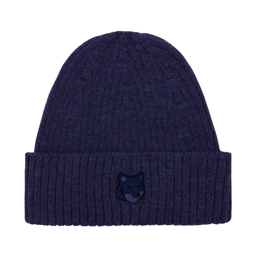 Maison Kitsuné Wol Vos Beanie Muts Blue Heren