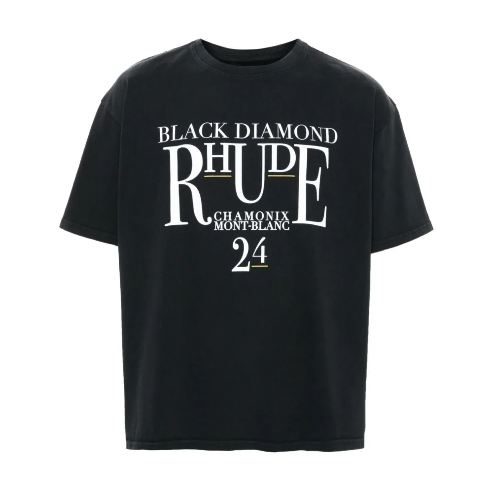 Rhude Zwart Logo Print Crew Neck T-shirt Black Heren