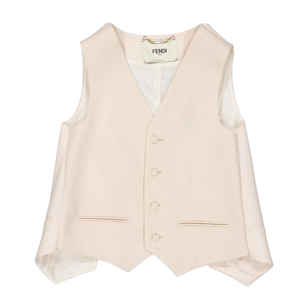 Fendi Mouwloos wollen vest met zijden achterpand Beige Dames