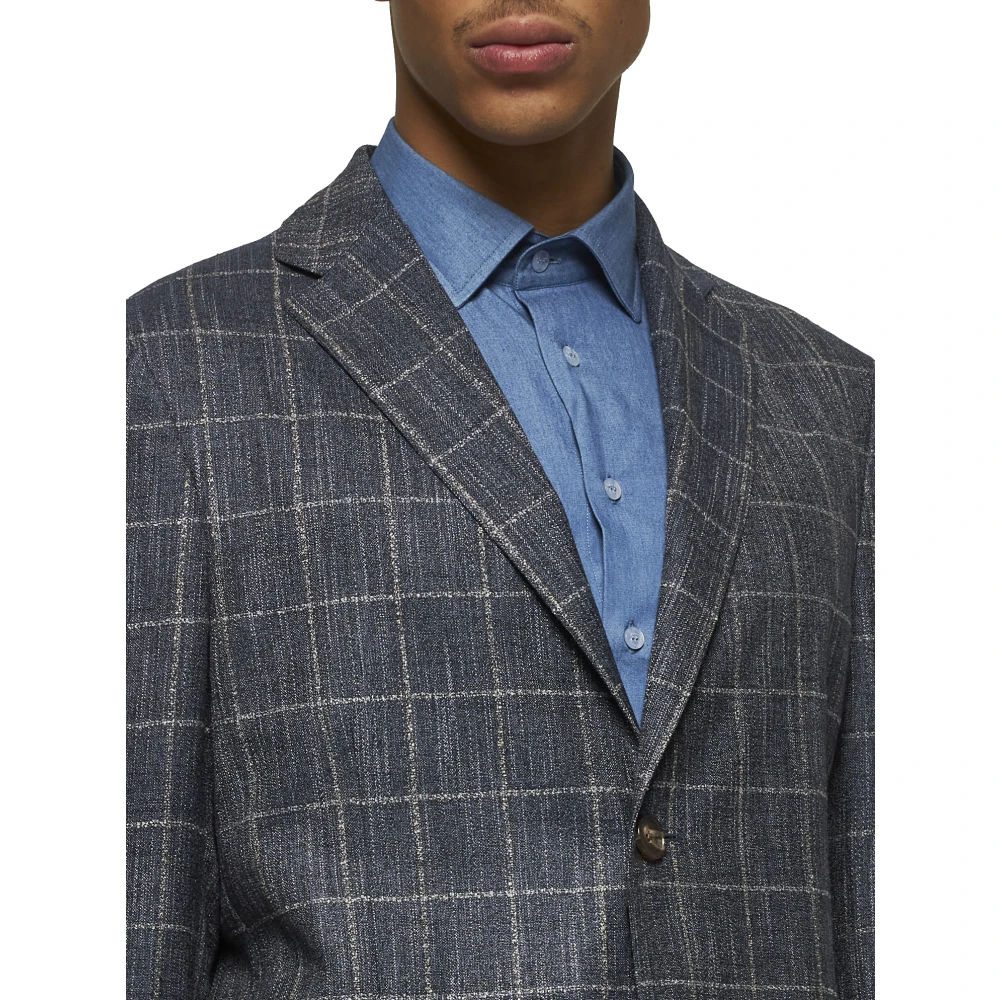 ETRO Blauwe Paisley Print Jas Blue Heren