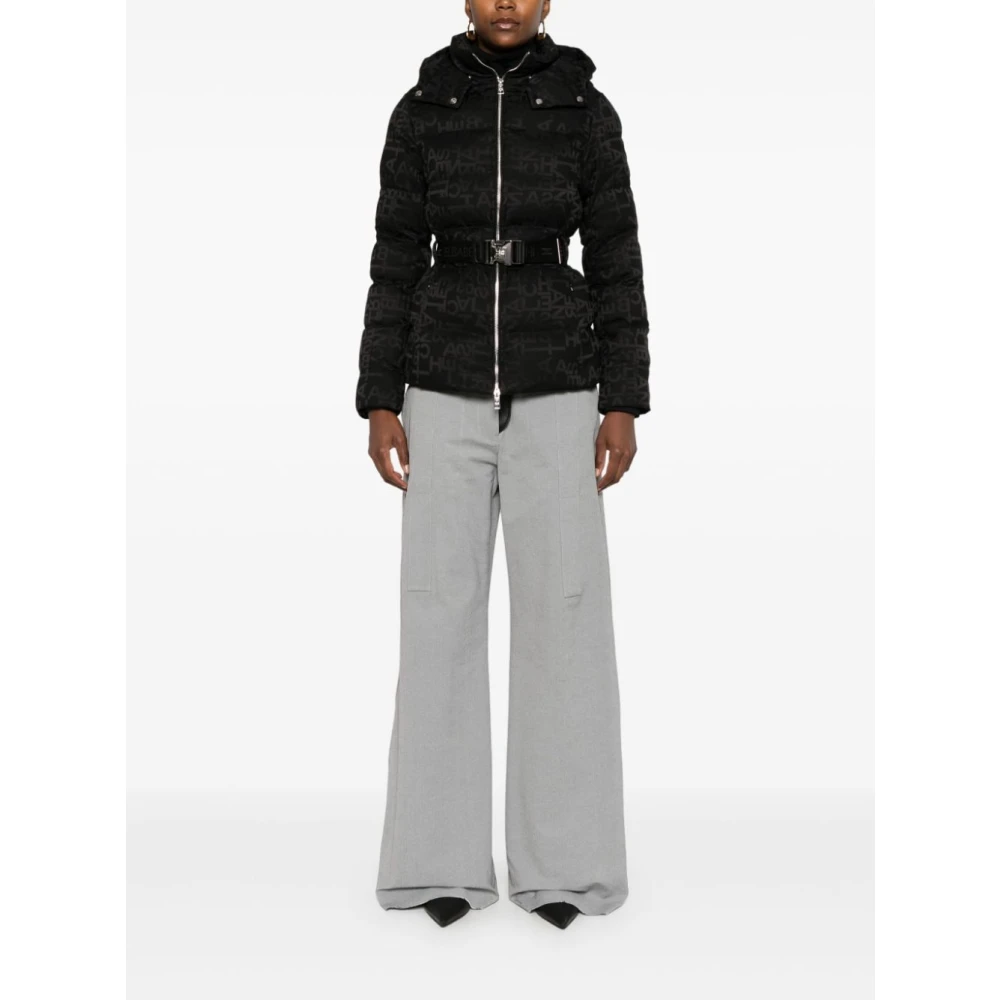 Elisabetta Franchi Zwarte donsjas met logoriem Black Dames