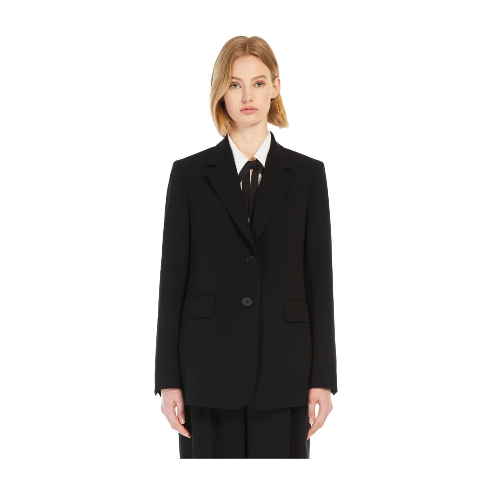 Max Mara Studio Single-breasted cady blazer Black Dames