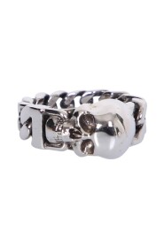 Silver skull ring by Alexander McQueen; features a bold and innovative design