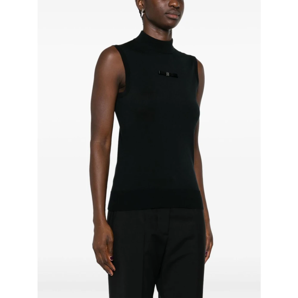 Givenchy Zwarte Metallic Logo Top Black Dames
