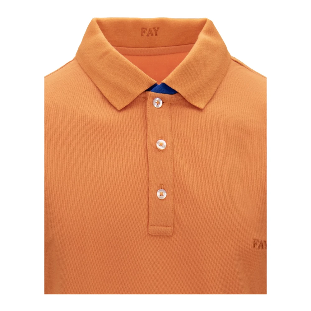 Fay Heren Button Polo Shirt Orange Heren