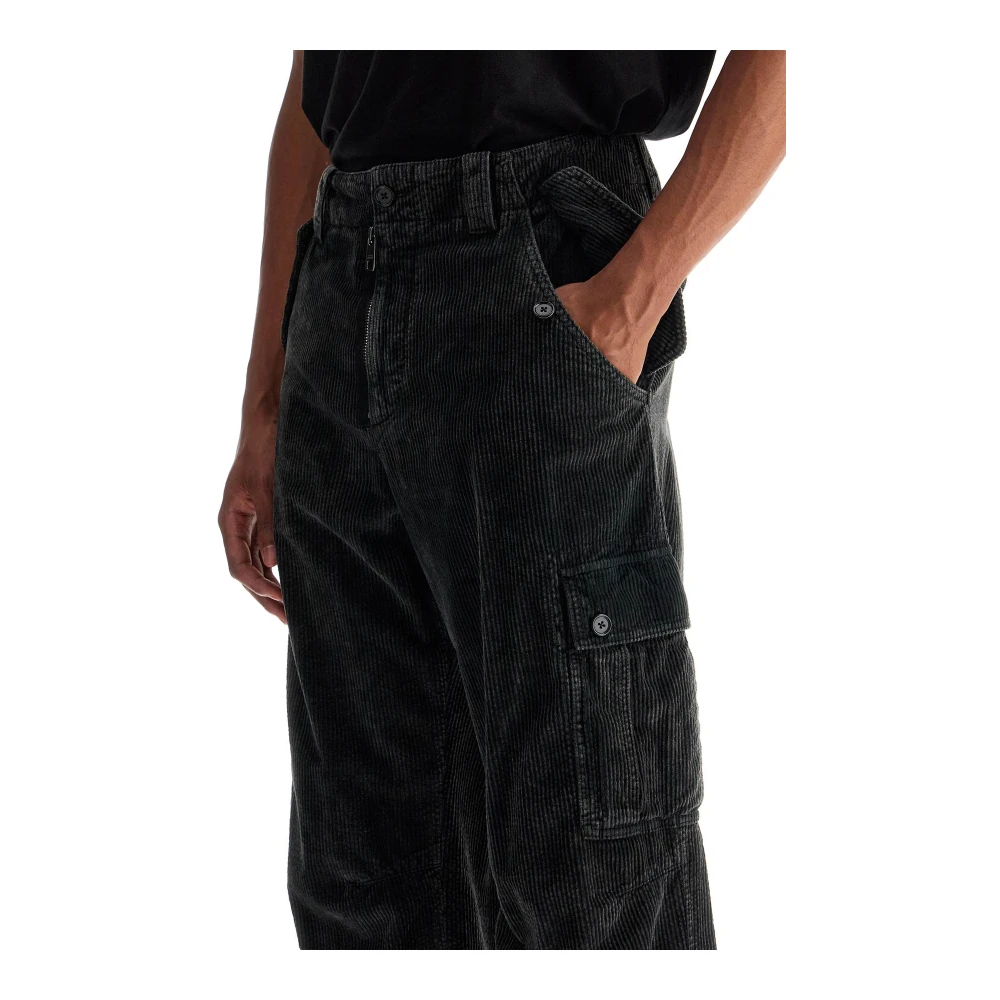 Dolce & Gabbana Corduroy Cargo Broek met Kniebocht Gray Heren