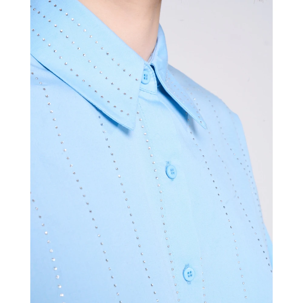 Silvian Heach Crop shirt met strass Blue Dames