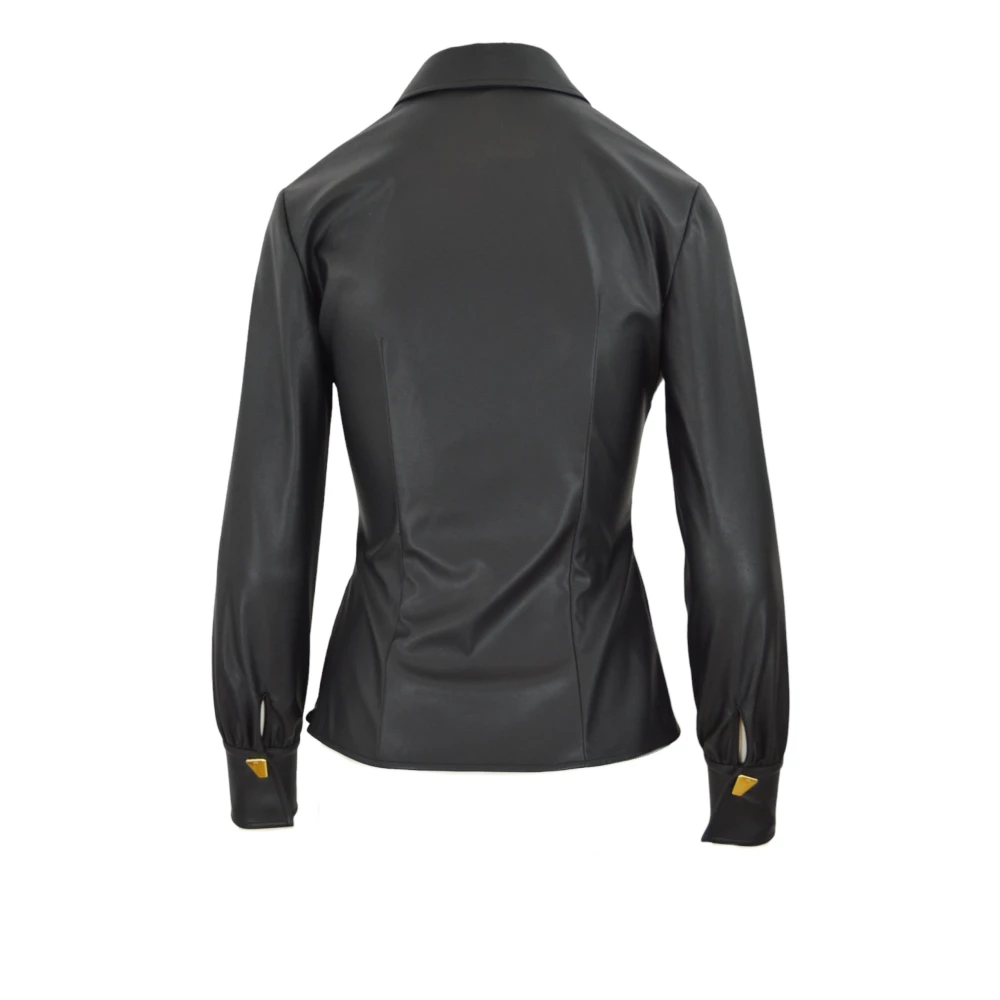 Nenette Eco-Leren Wrap Blouse Black Dames