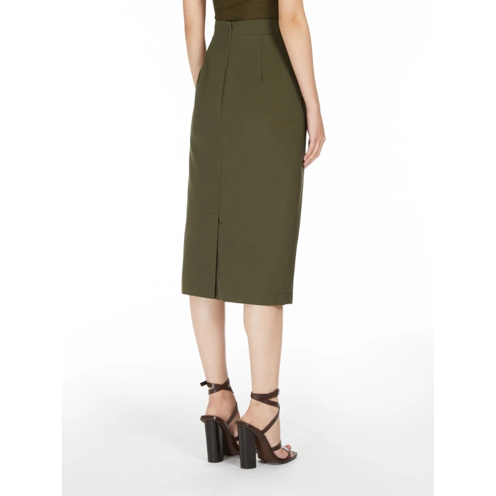 Max Mara Canvas Pencilrok met Achtersplit Green Dames