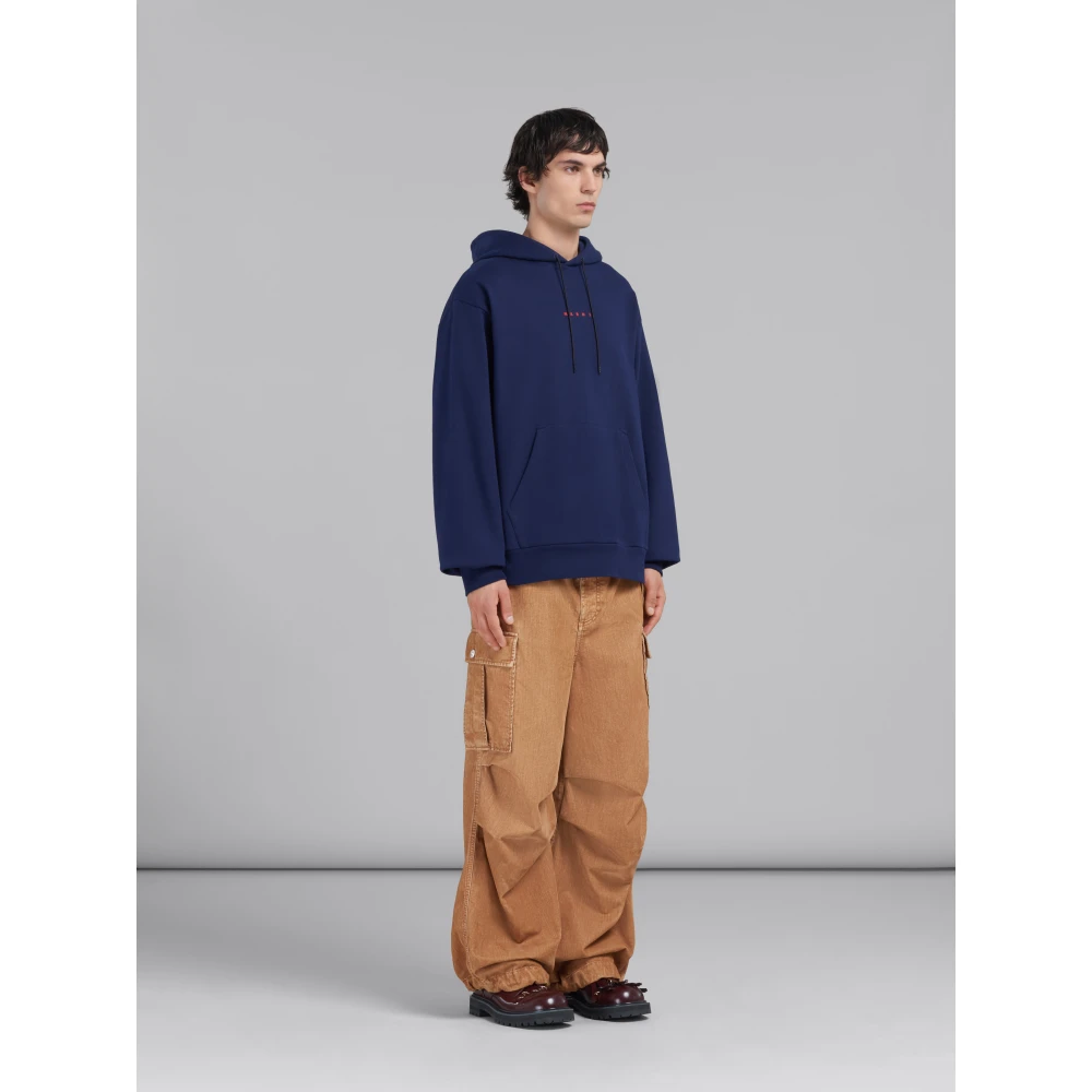 Marni katoenen hoodie met mini print Blue Heren