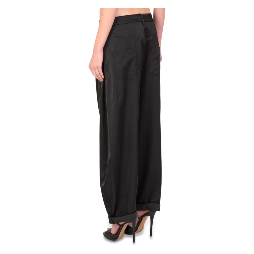 pinko Satijnen broek in Pollock-stijl Black Dames