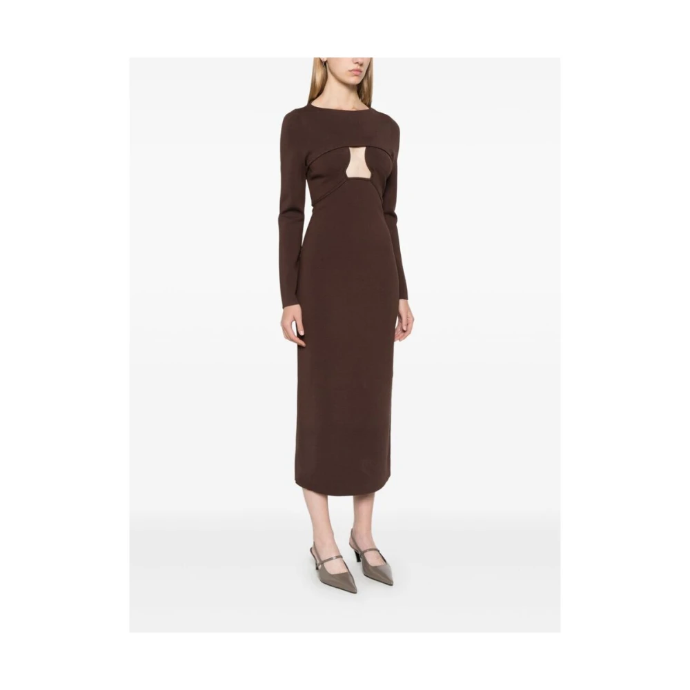 Cult Gaia Gebreide Koffiebruine Jurk met Uitsnijding Brown Dames