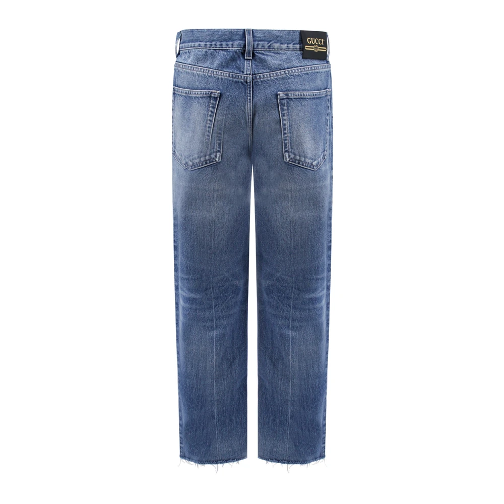 Gucci Blauwe Carrot Fit Katoenen Jeans Blue Heren