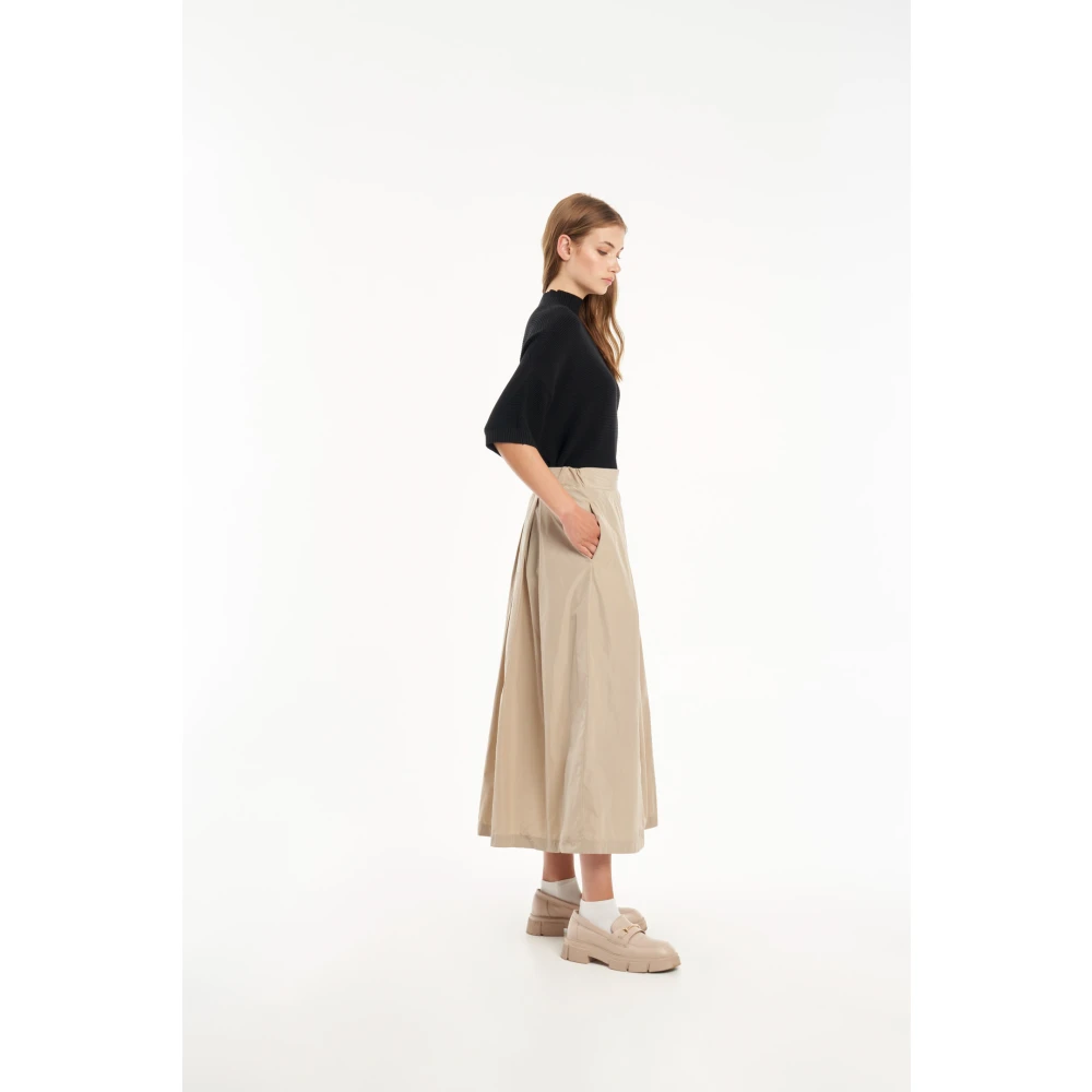 Vicario Cinque Elegante Maxi Rok met Zakken Beige Dames