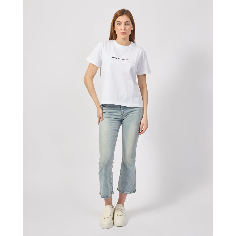 PATRIZIA PEPE Witte T-shirts en Polos met Slogans White Dames