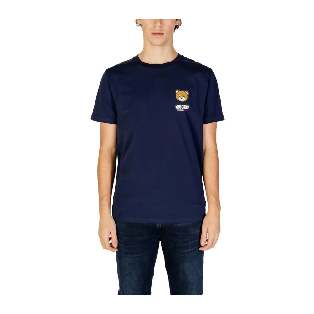 Moschino Blauw Katoenen Crew Neck T-Shirt Blue Heren