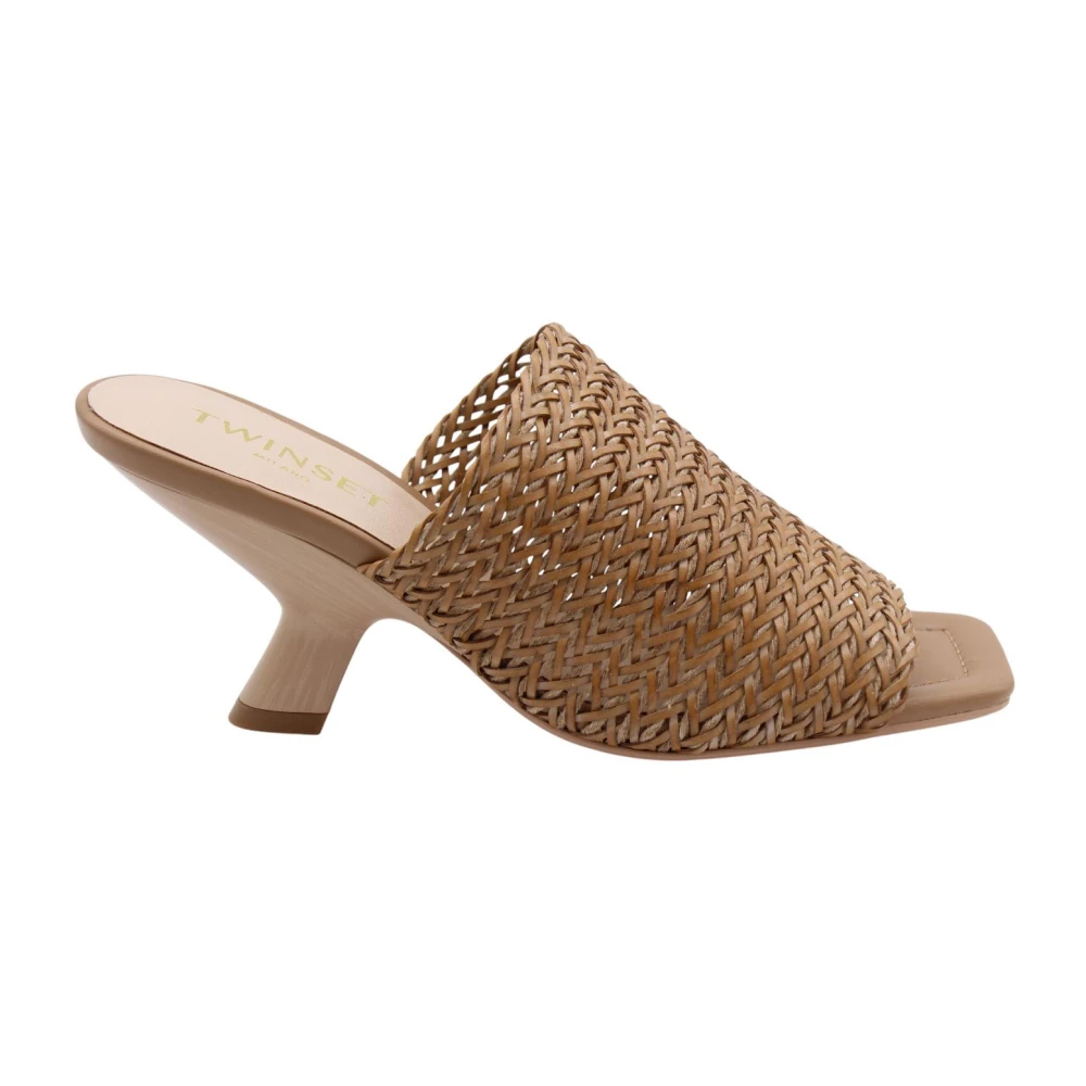 Twinset Brown Heeled Mules, Female, 8 Uk, Stylish Mule Shoes For Women