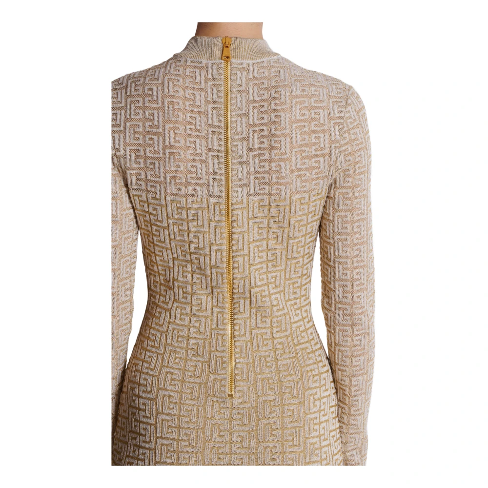 Balmain PB Labyrinth gebreide jurk Beige Dames