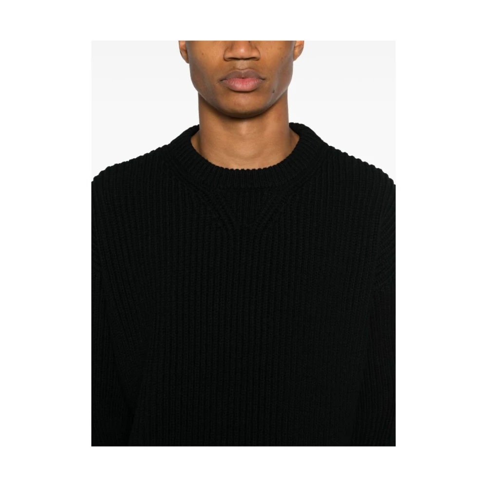 Jil Sander Zwarte Wol Chunky Gebreide Trui Black Heren