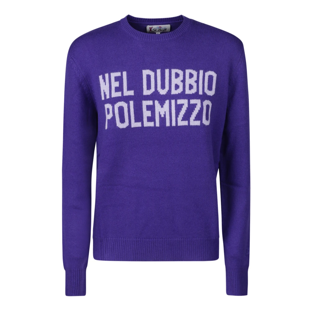 MC2 Saint Barth Wollen Crewneck Trui met Voorlogo Purple Dames