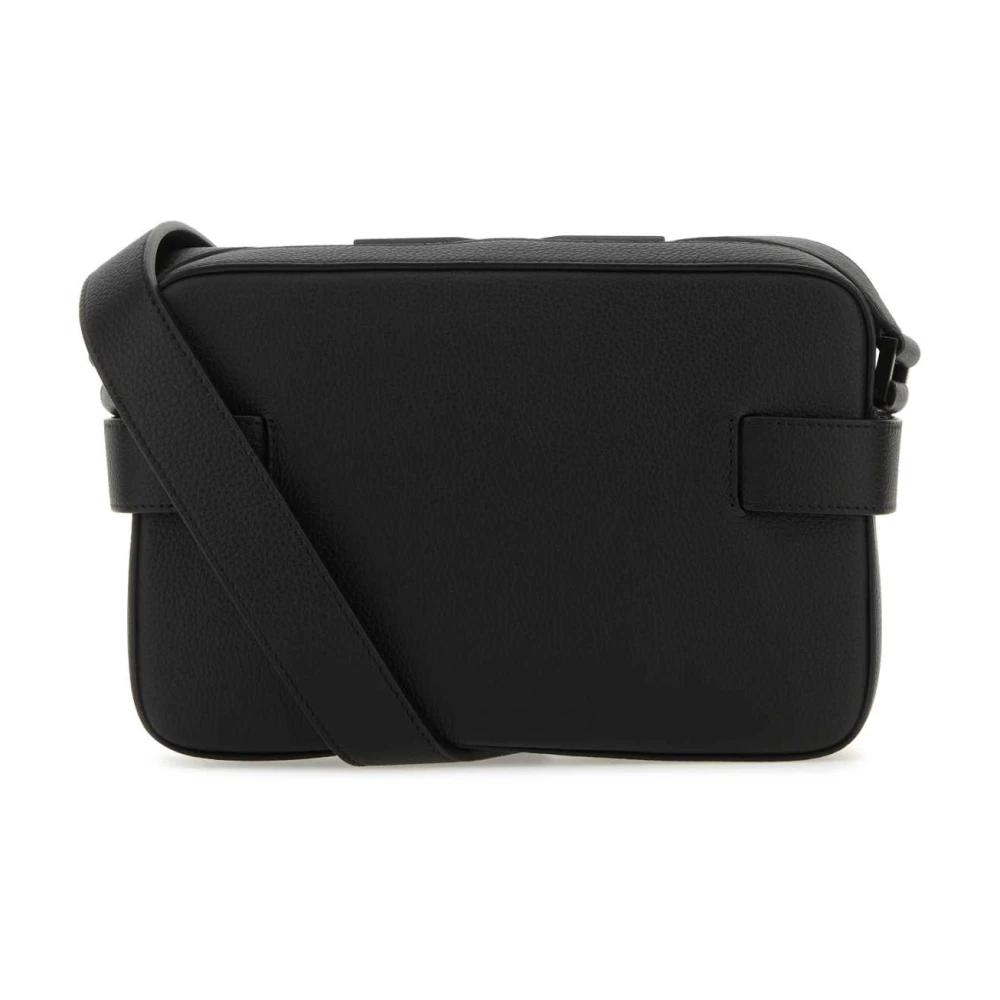 Salvatore Ferragamo Stijlvolle Zwarte Leren Crossbody Tas Black Heren