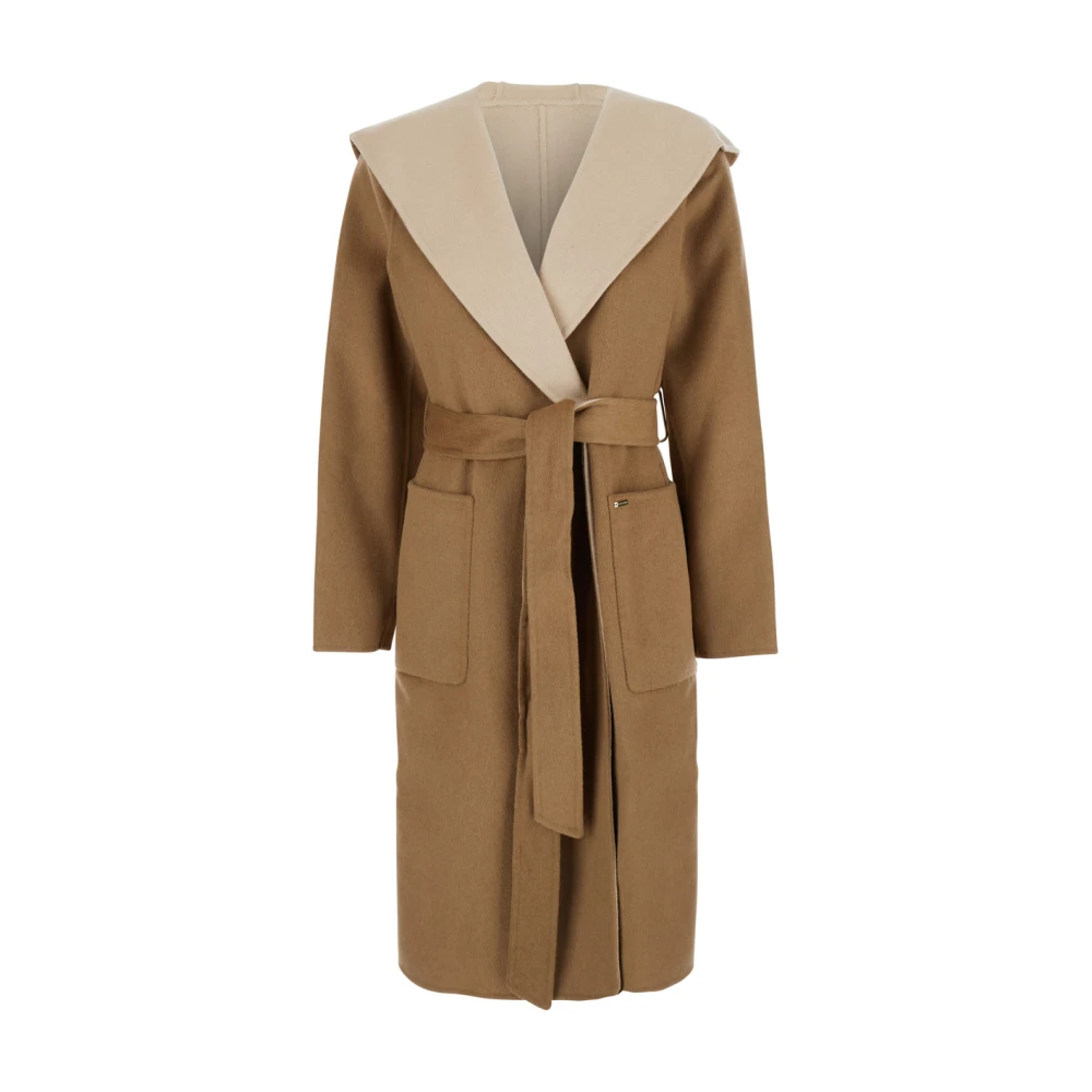 Michael Kors Hooded wollen wikkeljas beige Dames