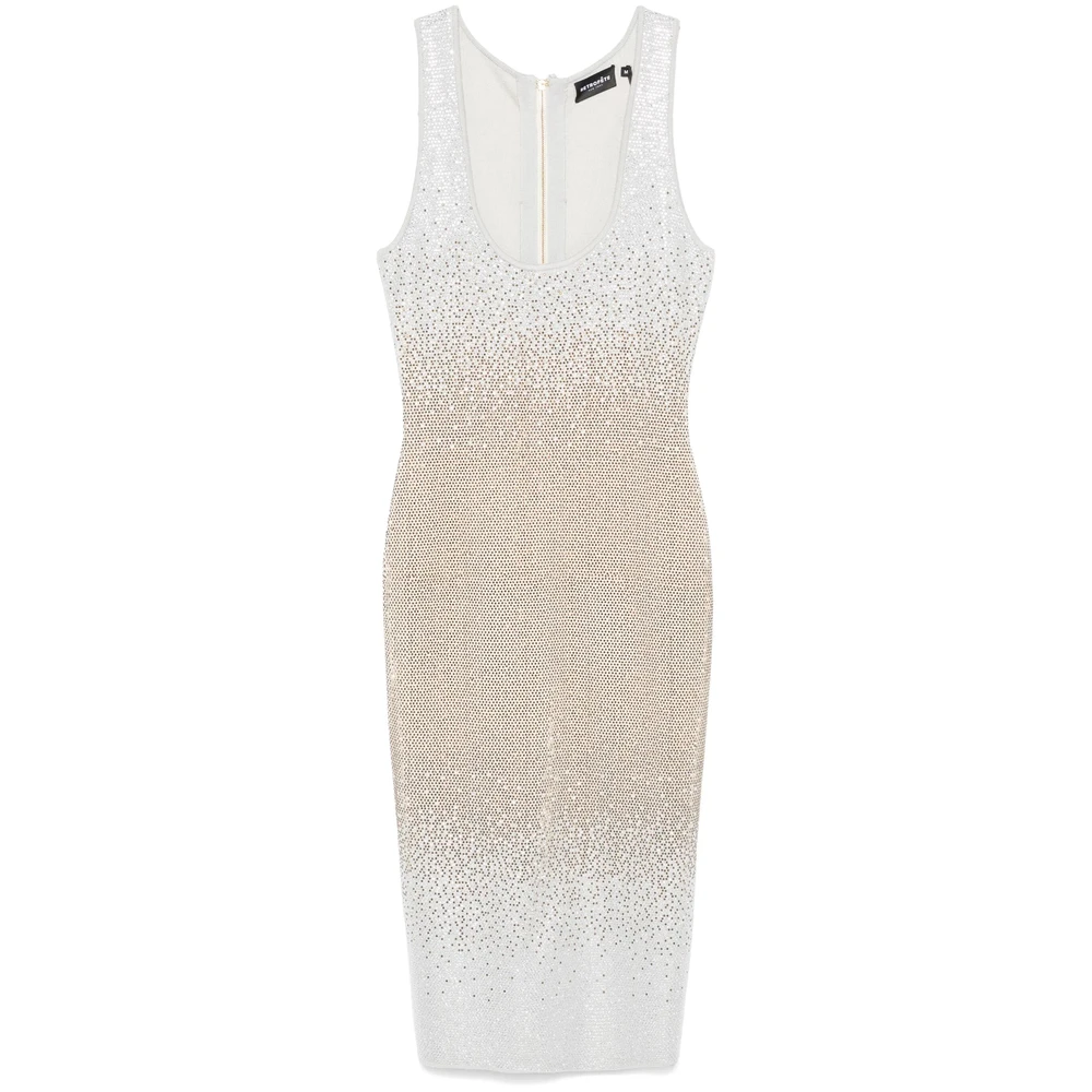 Retrofête Grijze Jurk met Kristalversiering en Mouwloos Multicolor Dames