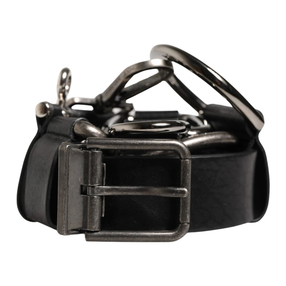 Dolce & Gabbana Herr Svart Accessoarer One Size, Läder, Kalvläderbälte Med Metallspänne
