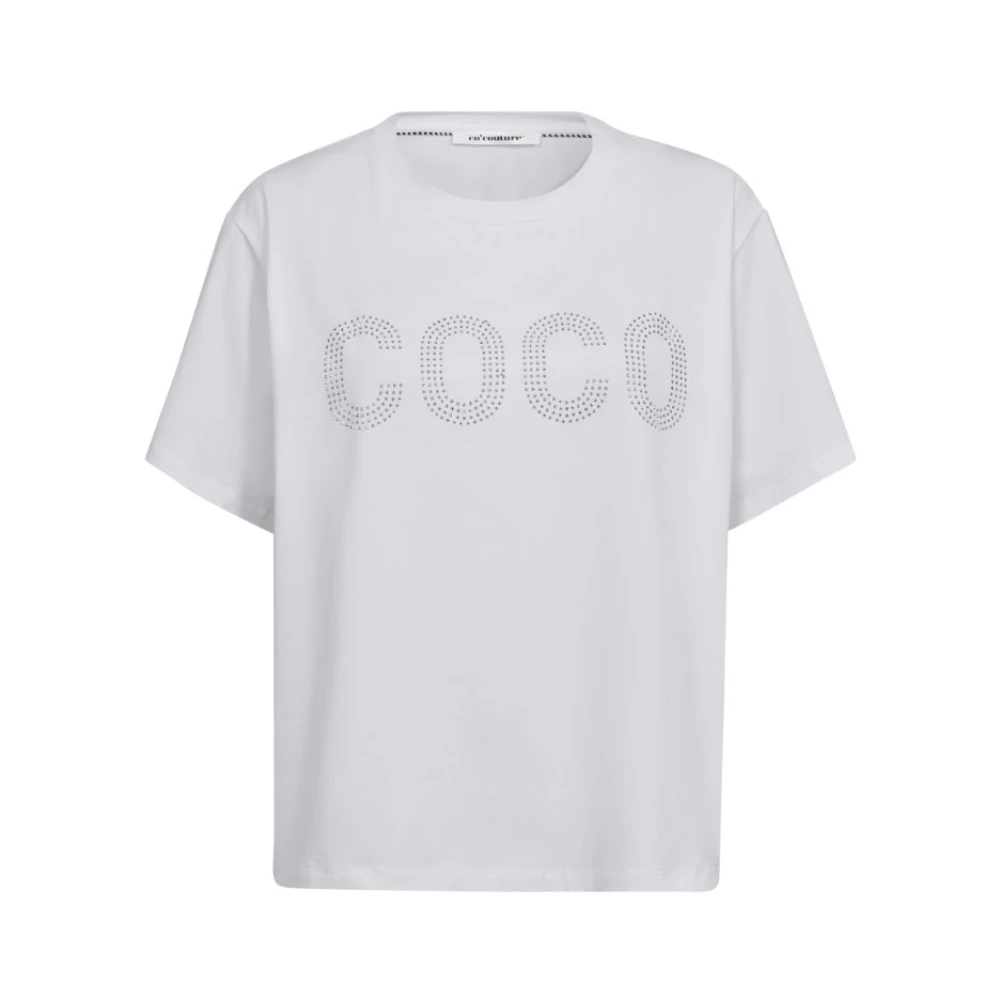 Co'Couture Witte Stone Tee T-Shirt met Diamanten White Dames