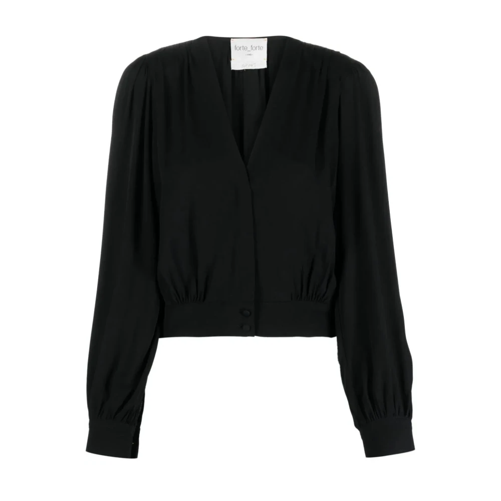 Forte Elegante Zwarte Crepe Blouse Black Dames