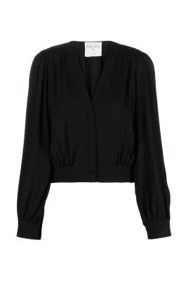 Elegant Svart Crepe Blus