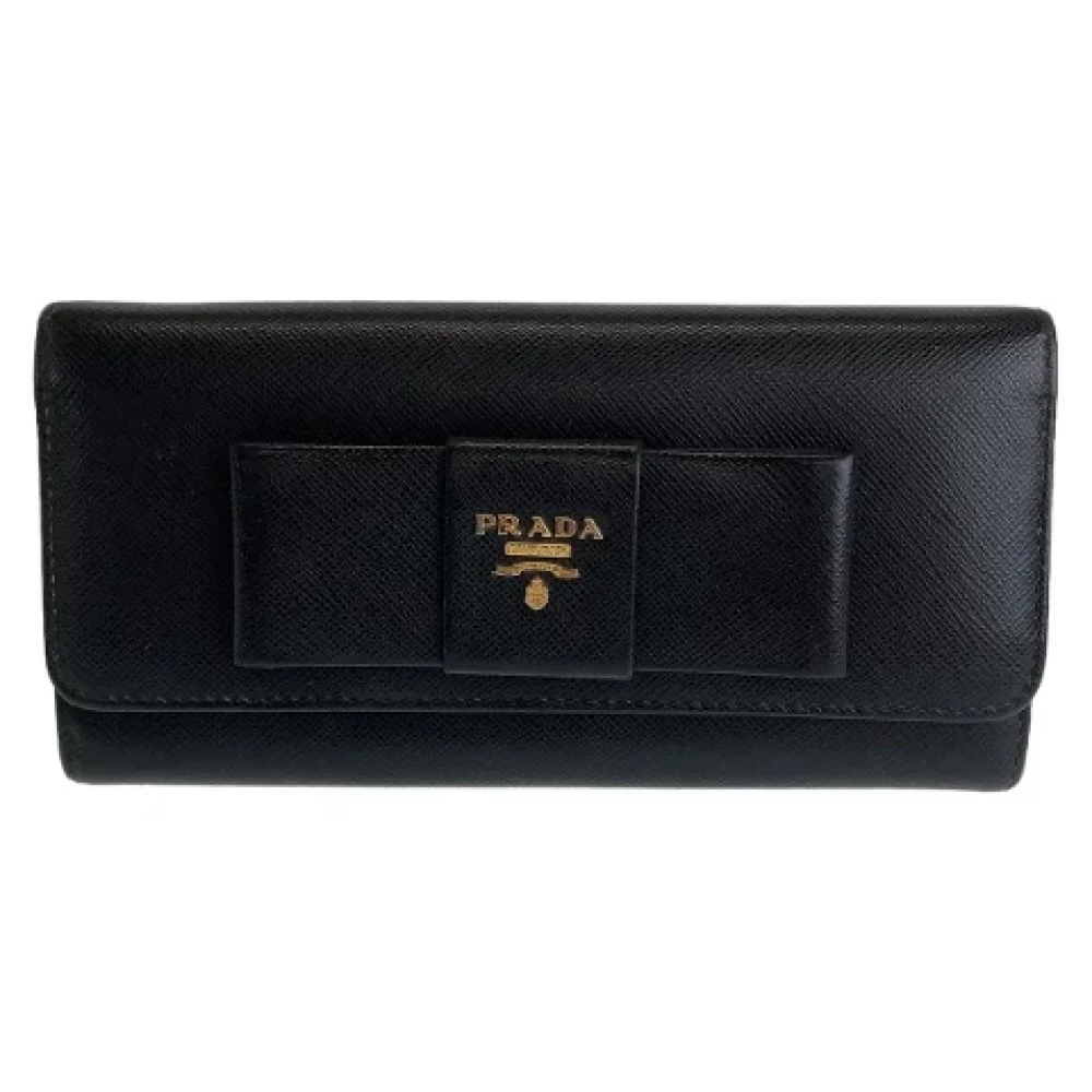 Prada Vintage Pre-owned Leather wallets Black Dames