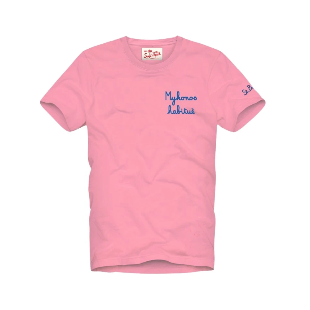 MC2 Saint Barth Geborduurd Portofino Mykonos T-shirt Pink Heren