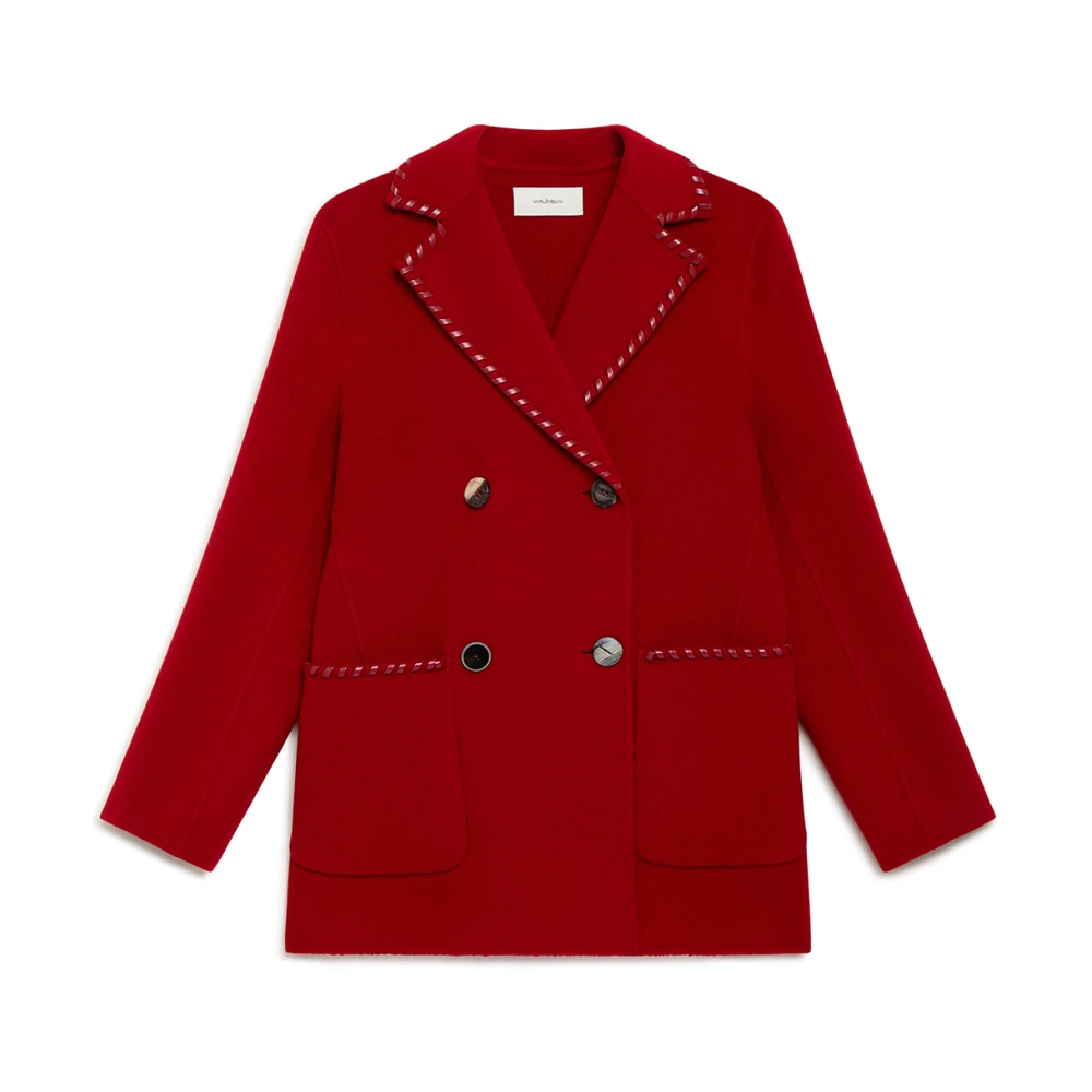Maliparmi Handgestikte Wol Pea Coat Red Dames