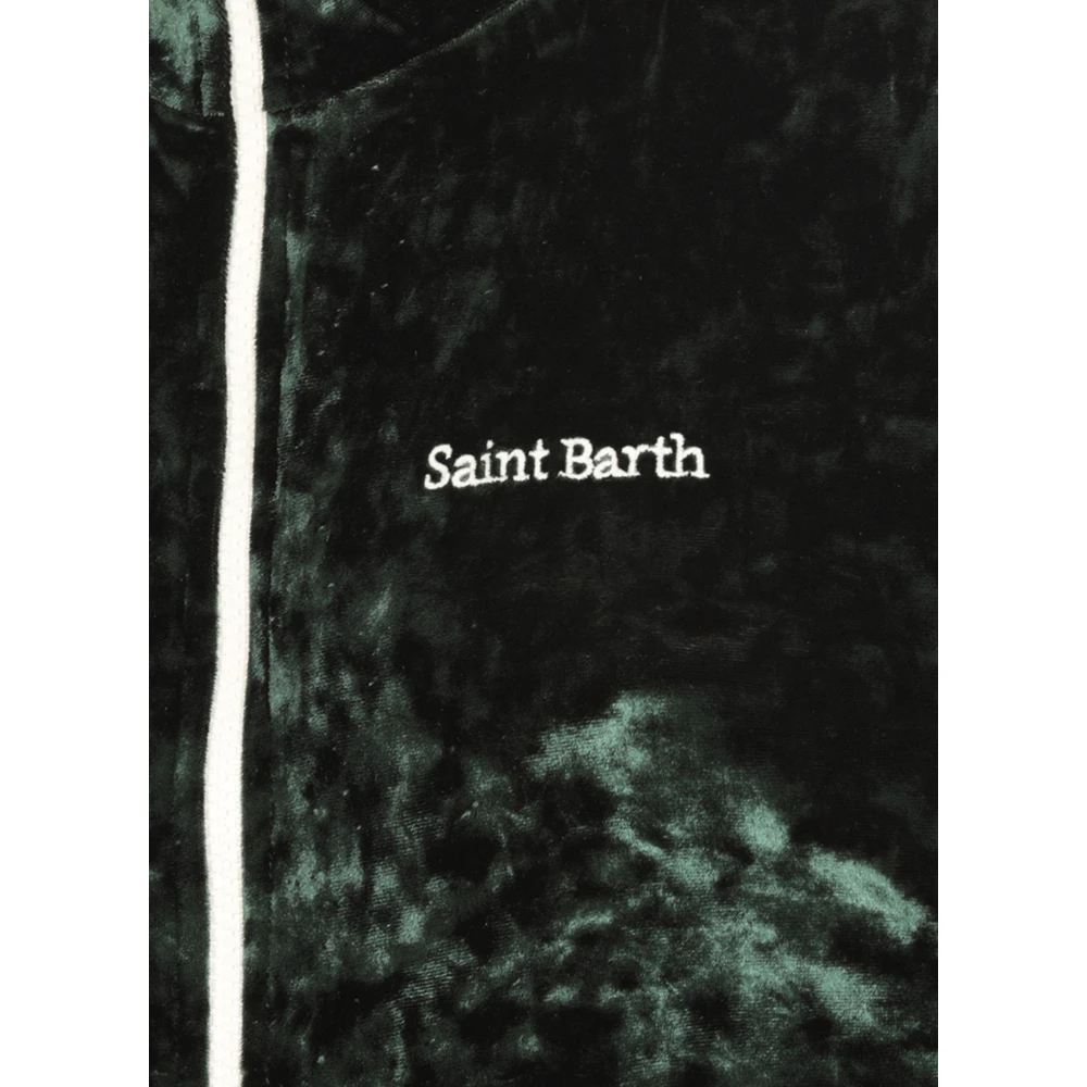 Saint Barth Groene Velvet Sweatshirt Hoge Hals Rits Green Dames