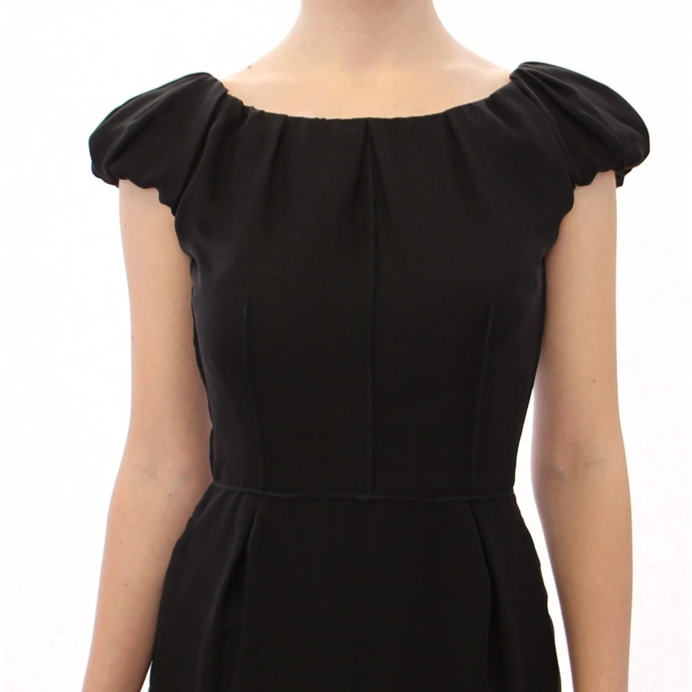 Dolce & Gabbana Zijden avondjurk met korte mouwen Black Dames