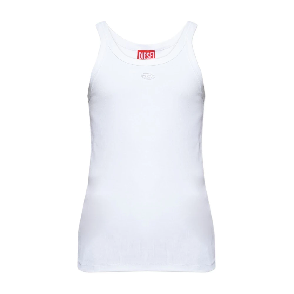 Diesel Men's White Sleeveless Tops, S, T-Wife-Dco Tank Top