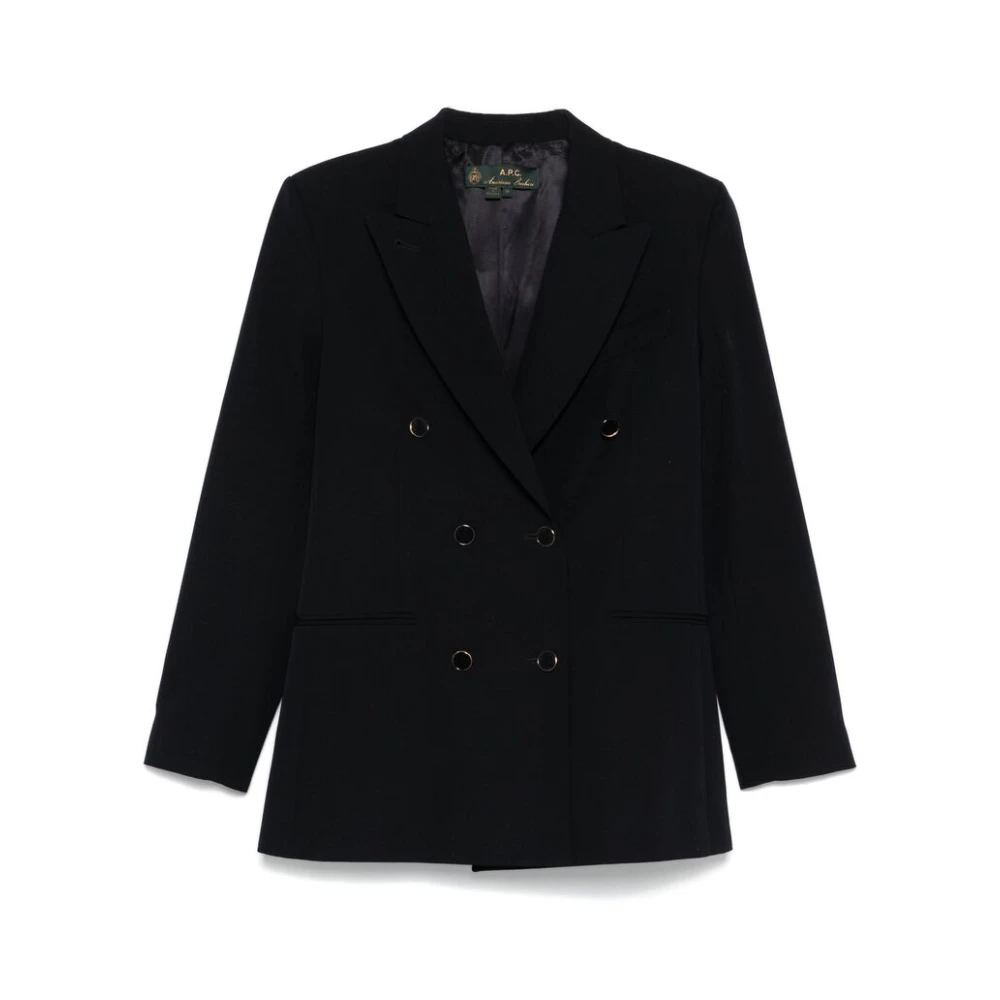 A.p.c. Middernachtblauw Dubbel-Borst Jas met Achtersplitten Blue Dames
