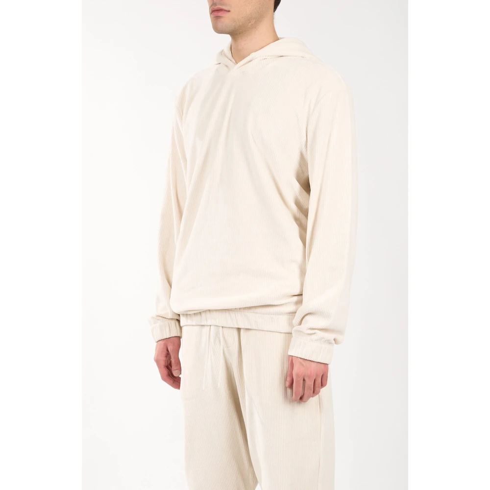 Hugo Boss Fluwelen Geribbelde Hoodie Beige Heren