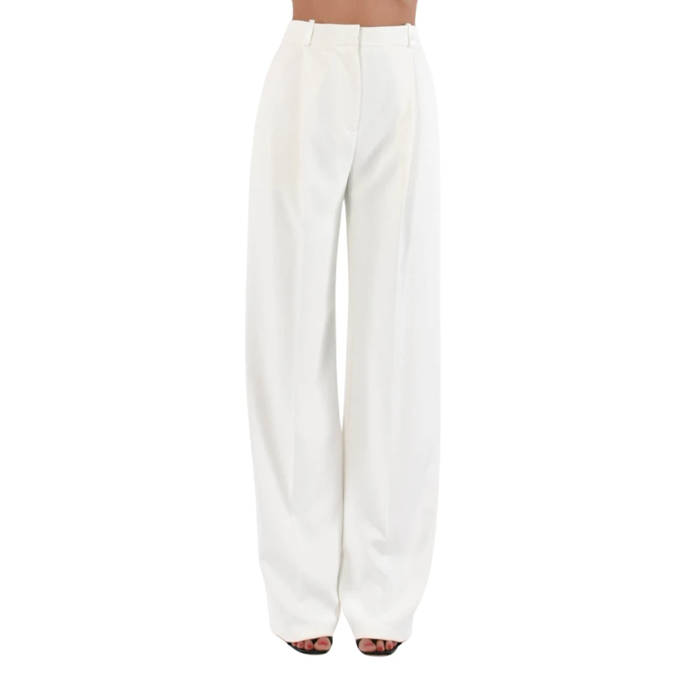 Elisabetta Franchi Crepe broek met satijndetails White Dames