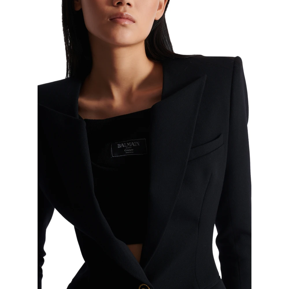 Balmain Grain de poudre 1-knoops jasje Black Dames