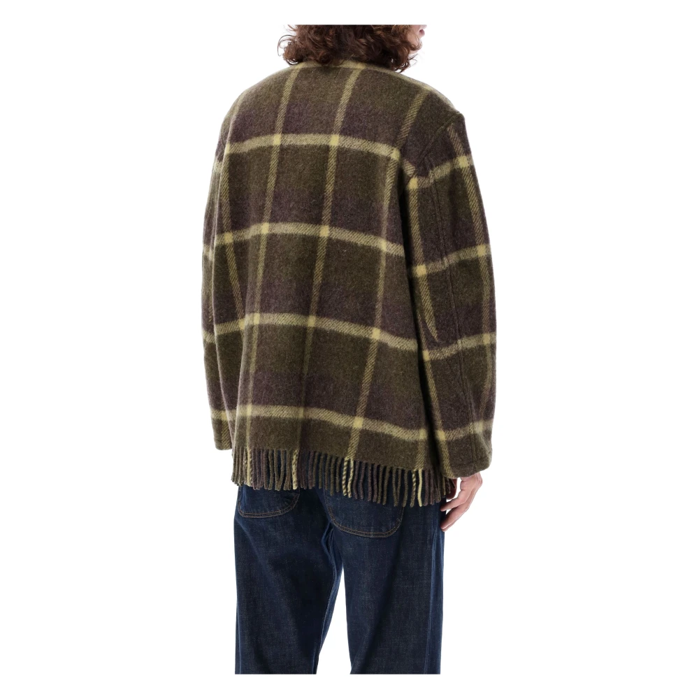 YMC You Must Create Multi Check Fringes Overhemdjasje Green Heren