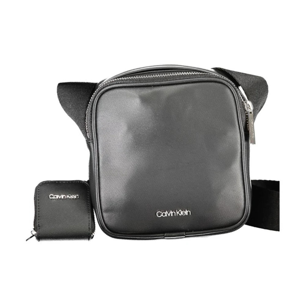 Calvin Klein Men's Black Monogram Canvas Crossbody Bag