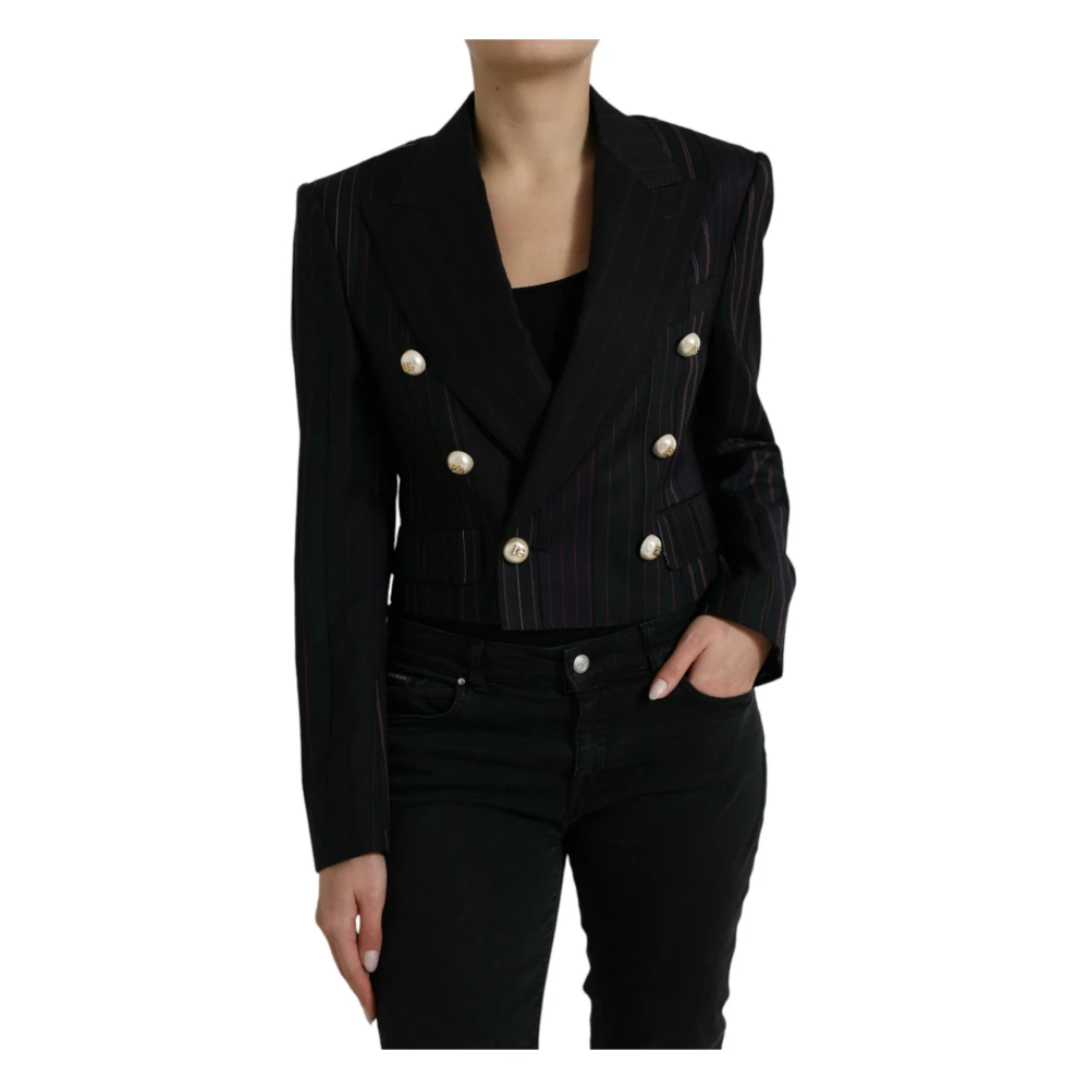 Dolce & Gabbana Women's Black Striped Wool Blazer