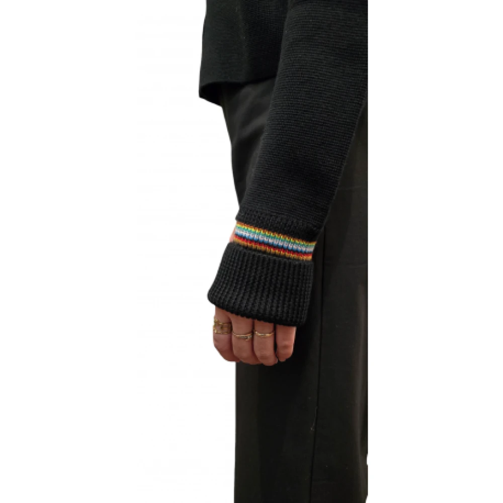 Paul Smith Geblokkeerd gebreid zwart vest met rand Black Dames