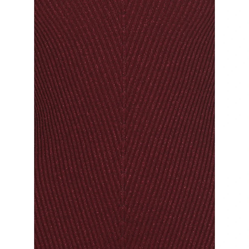 Retrofête Bordeaux Lurex Geribbelde Jurk Vrouw Red Dames