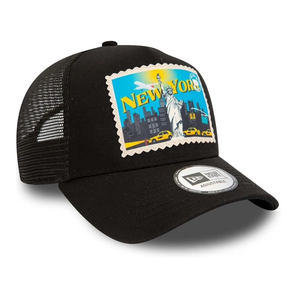 new era Zwarte New York Postkaart Trucker Cap Black Heren