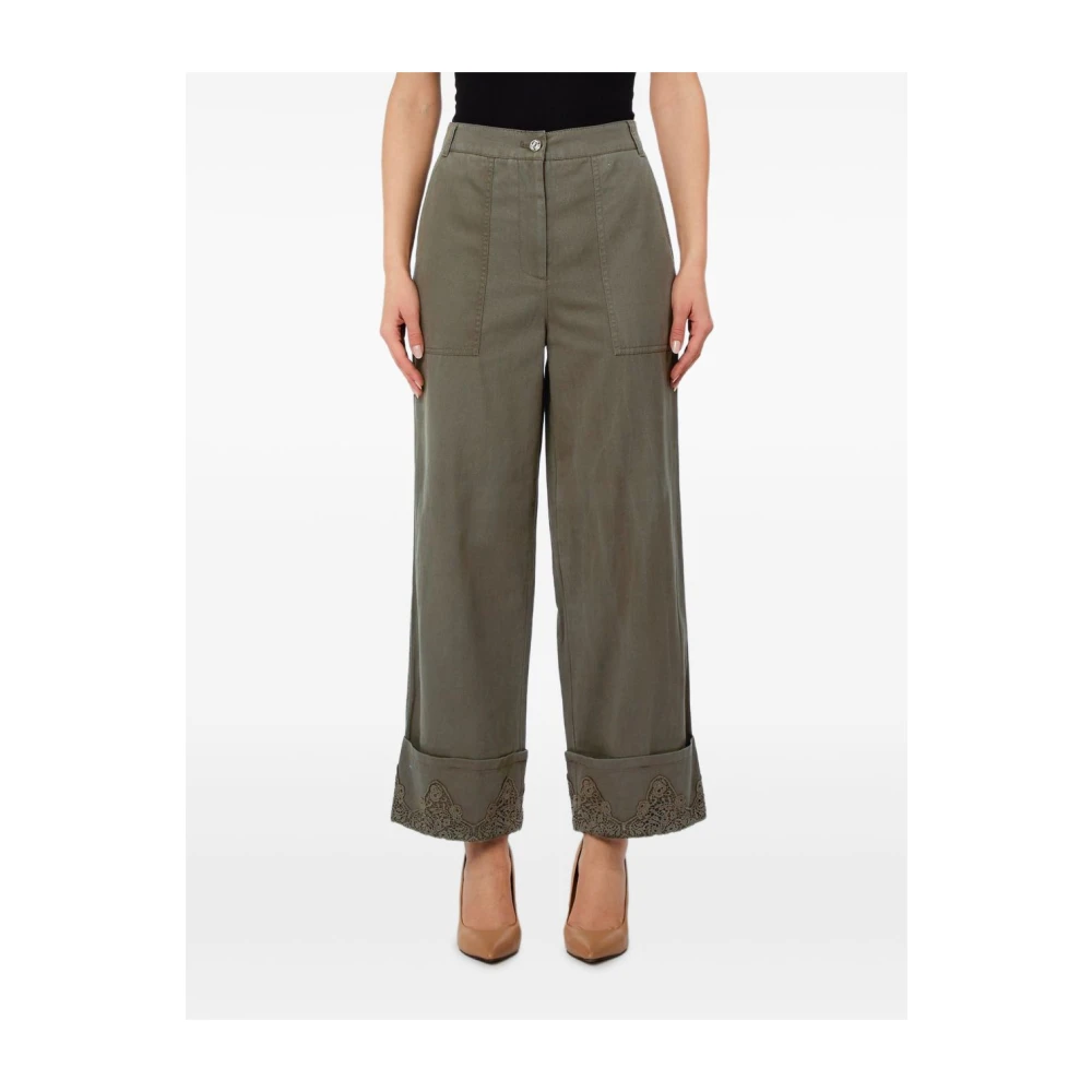 Liu Jo Women's Green Wide Trousers, W27, Wide Trousers