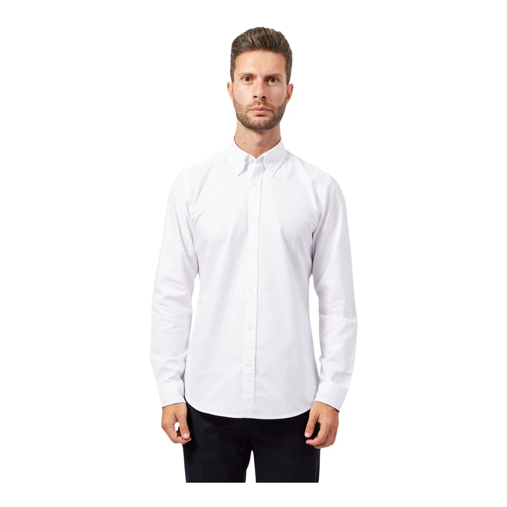 Boss Witte Oxford Overhemd met Natuurlijke Wassing White Heren